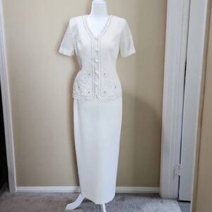 R&M Richards by Karen Xwong Ivory Suit - jacket and long skirt